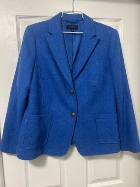 Talbots Cobalt Blue Wool-Blend Blazer Jacket
